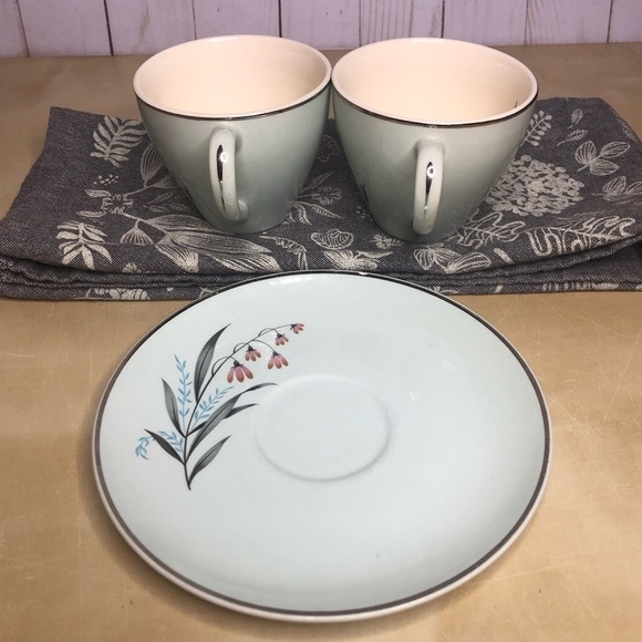 Vintage Floral Tea Cup Saucer Pink Light Blue - Picture 8 of 8